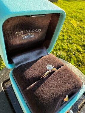 Tiffany & Co. Platinum Solitaire Ring in Tiffany Blue Box